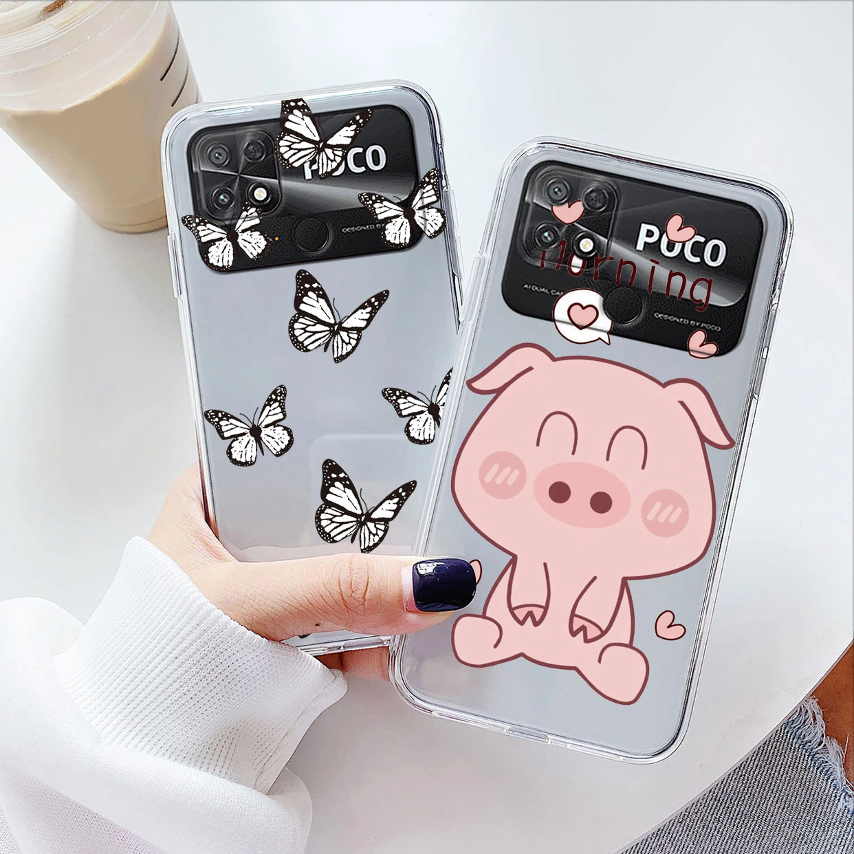 Para Xiaomi Poco X4 Pro 5G funda de teléfono funda trasera de dibujos animados transparente suave silicona moda flores Fundas Linda mariposa silicona - imagen 2