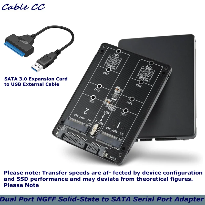 Con cable Sata Dual NGFF MSATA B Key/B&M Key SSD a 2,5 "III Adaptador convertidor Max 4TB compatible con 2230 2242 2260 2280 SSD