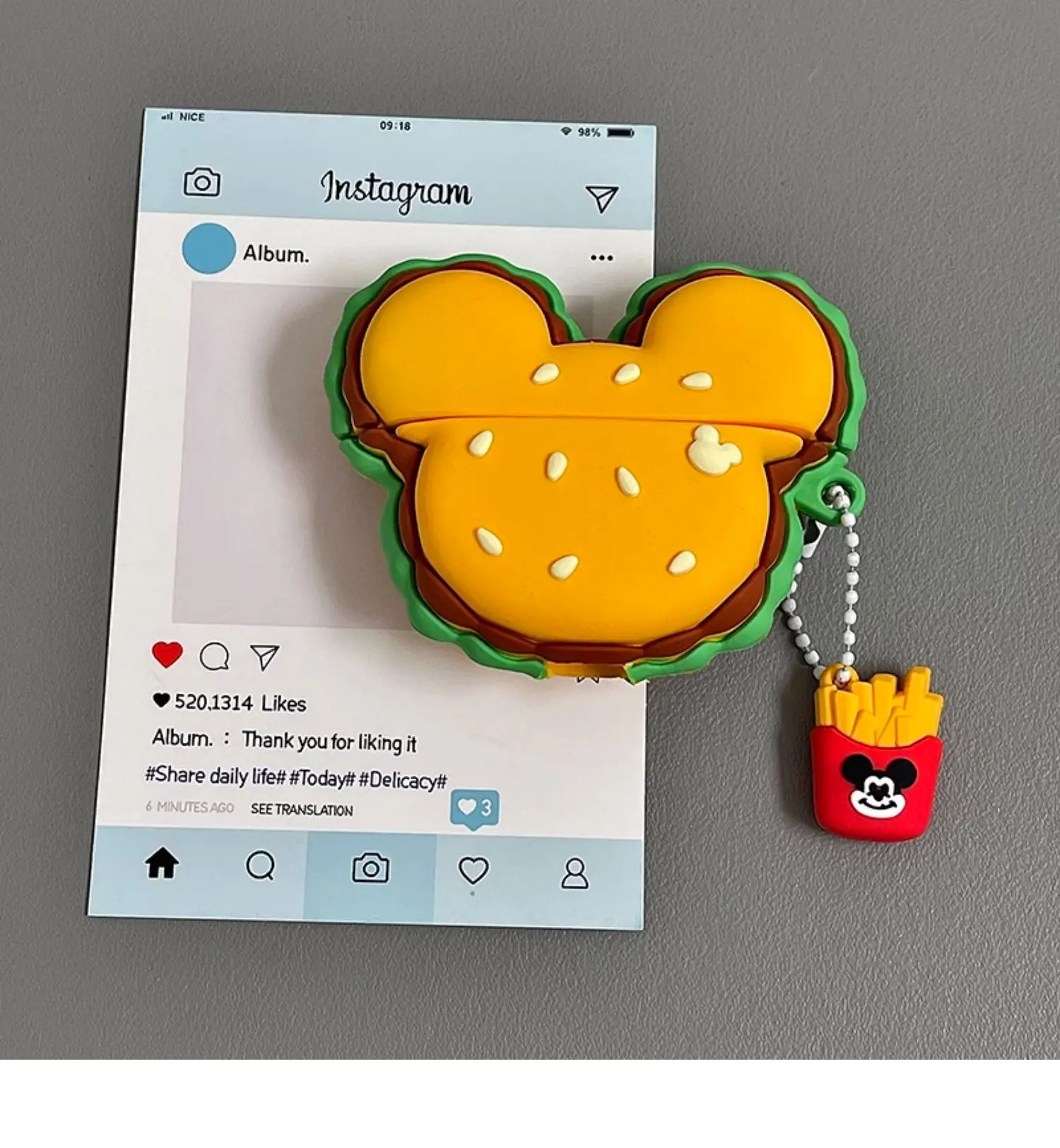 Para Airpods 1 2 3 4 Pro Pro 2 Mickey Burger funda de silicona para auriculares accesorios cubierta - imagen 3
