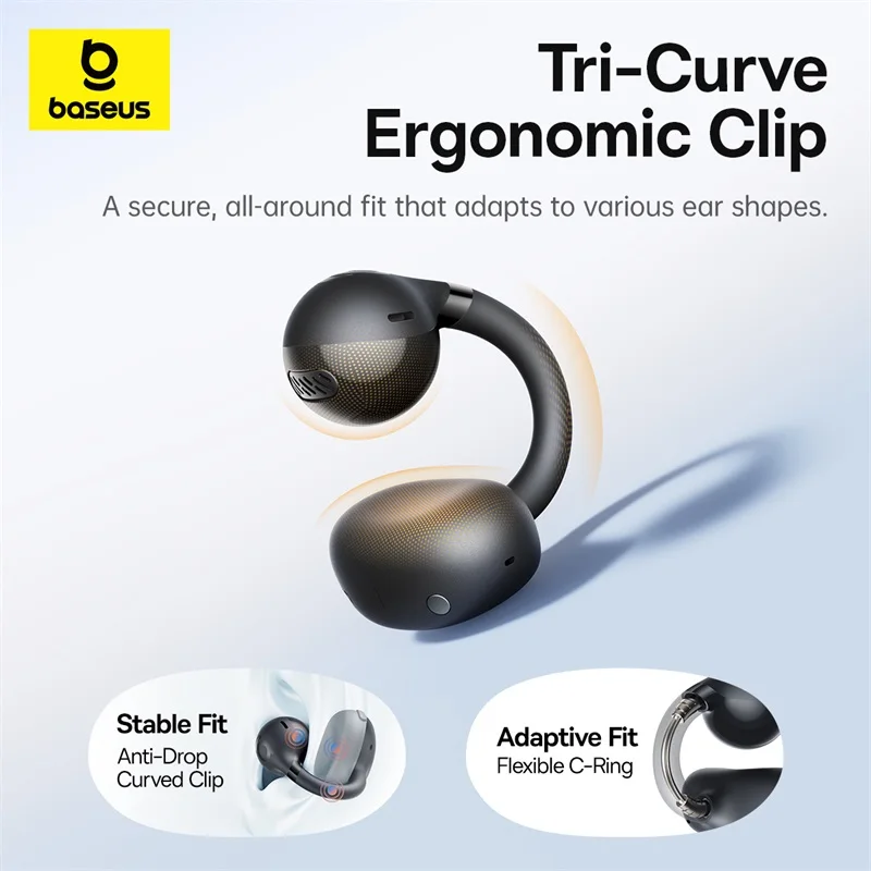Baseus BC1 auriculares con Clip para la oreja auriculares inalámbricos de oreja abierta Bluetooth 6,0 auriculares deportivos con Clip 4 micrófonos Super Bass IP55 auriculares - imagen 3