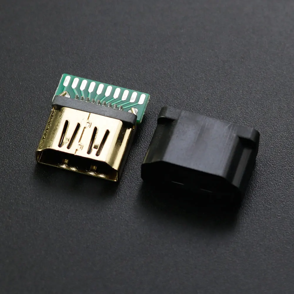 Piezas HDMI A con placa de revestimiento PCB maestro, sellos de cables de unión, Conector de enchufe HD, prueba de asiento hembra, chapado en oro - imagen 2