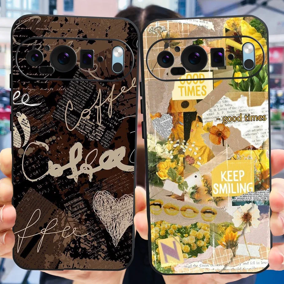 Funda de silicona suave con dibujos animados para Google Pixel 9 Pro, carcasa de teléfono con flores coloridas pintadas, parachoques - imagen 3