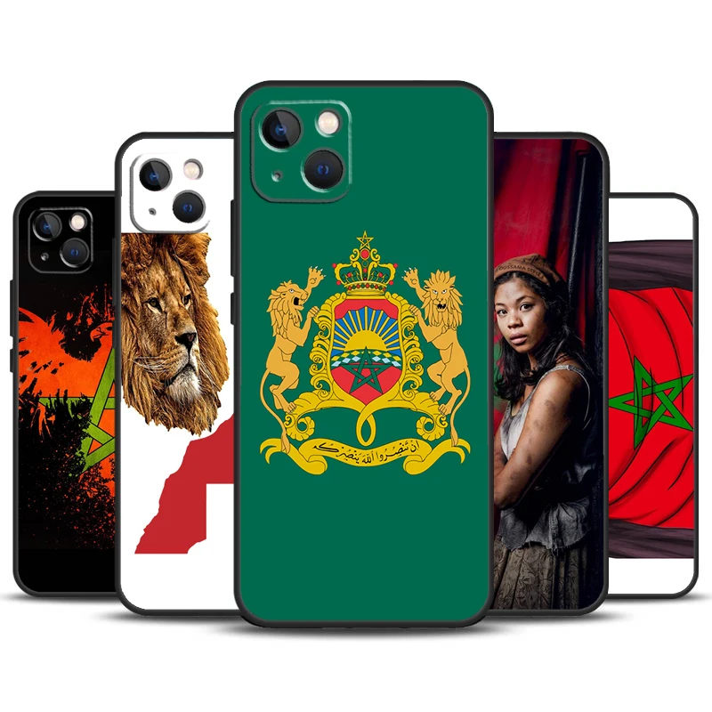 Maroc-funda con bandera de Marruecos para iPhone, carcasa trasera para modelos 14, 13, 11, 12, 16, 15 Pro Max, 12, 13 Mini, X, XR, XS MAX, 7, 8, 14, 16, 15 Plus