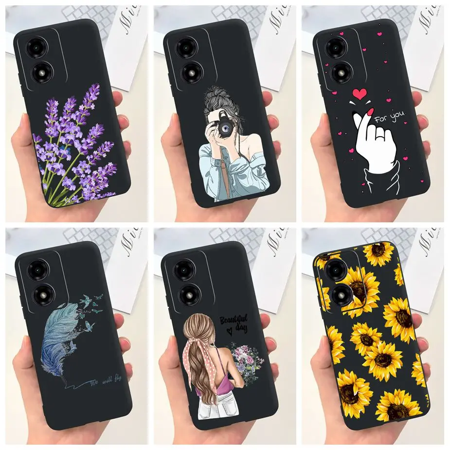 Para Motorola Moto G04 funda bonita niñas girasol pintado cubierta suave TPU funda de teléfono para Motorola G04s MotoG04 MotoG04s bolsas