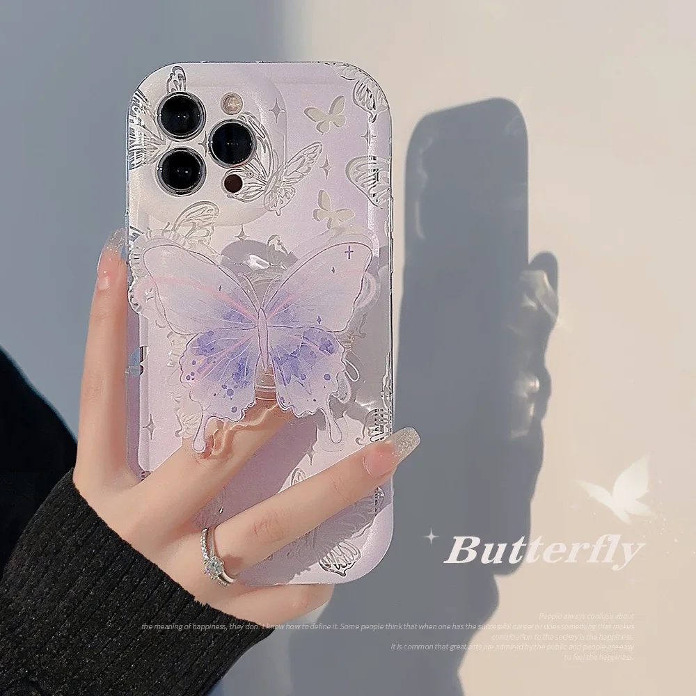 Funda con soporte de mariposa degradado encantador de Corea para Samsung Galaxy A14 A15 A23 A35 A55 A34 S24 Ultra S23 S22 Plus S21 FE