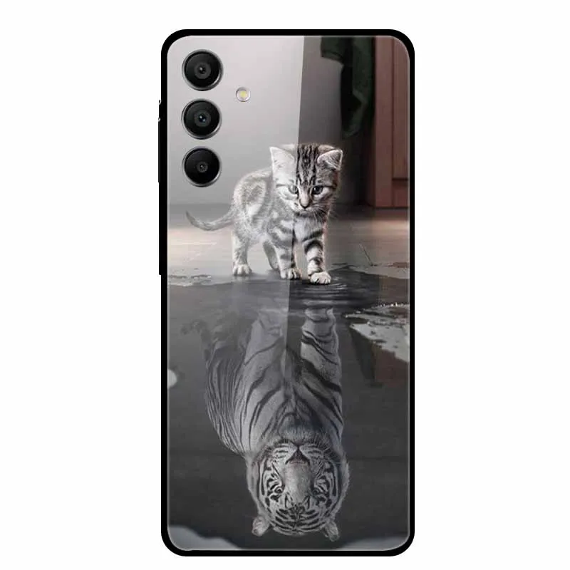 Funda de lujo para Samsung A15 4G 5G, cubierta de vidrio templado para Samsung Galaxy A25 A55 5G, fundas protectoras de lobo a la moda - imagen 2