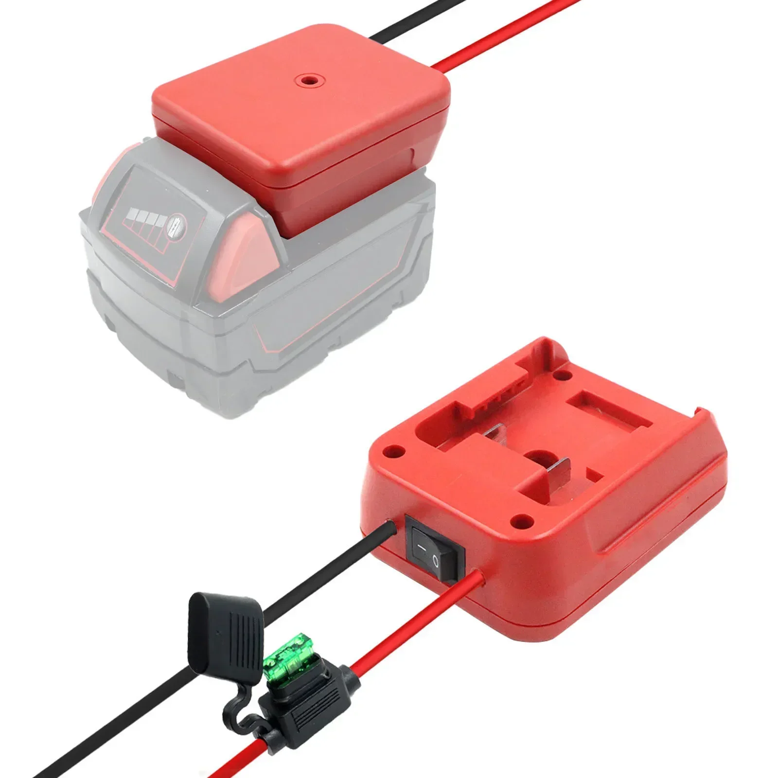 Adaptador para baterías de iones de litio serie Milwaukee M14 M18 14,4-18V fuente de alimentación externa conector DIY interruptor de E/S adaptador de fusible 30A - imagen 3