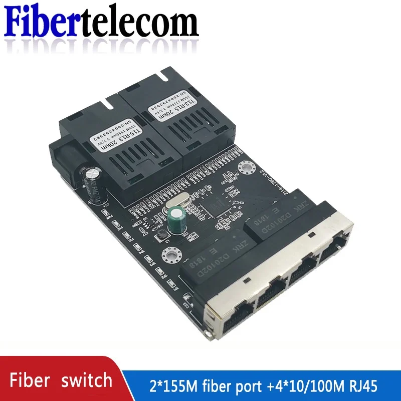 Conmutador POE inverso 2F4E 10/100M convertidor de interruptor Ethernet rápido convertidor de medios de fibra óptica Ethernet PCBA 12VIN 12VOUT - imagen 5