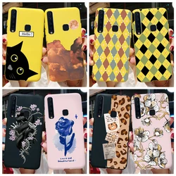 Samsung Galaxy A9 2018 – Funda de Silicona con Gato y Flores