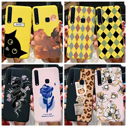 Funda trasera de silicona blanda para Samsung Galaxy A9 2018, cubierta trasera de silicona suave pintada con flores de gato bonito para Samsung A9 2018, fundas de teléfono de 6,3 pulgadas