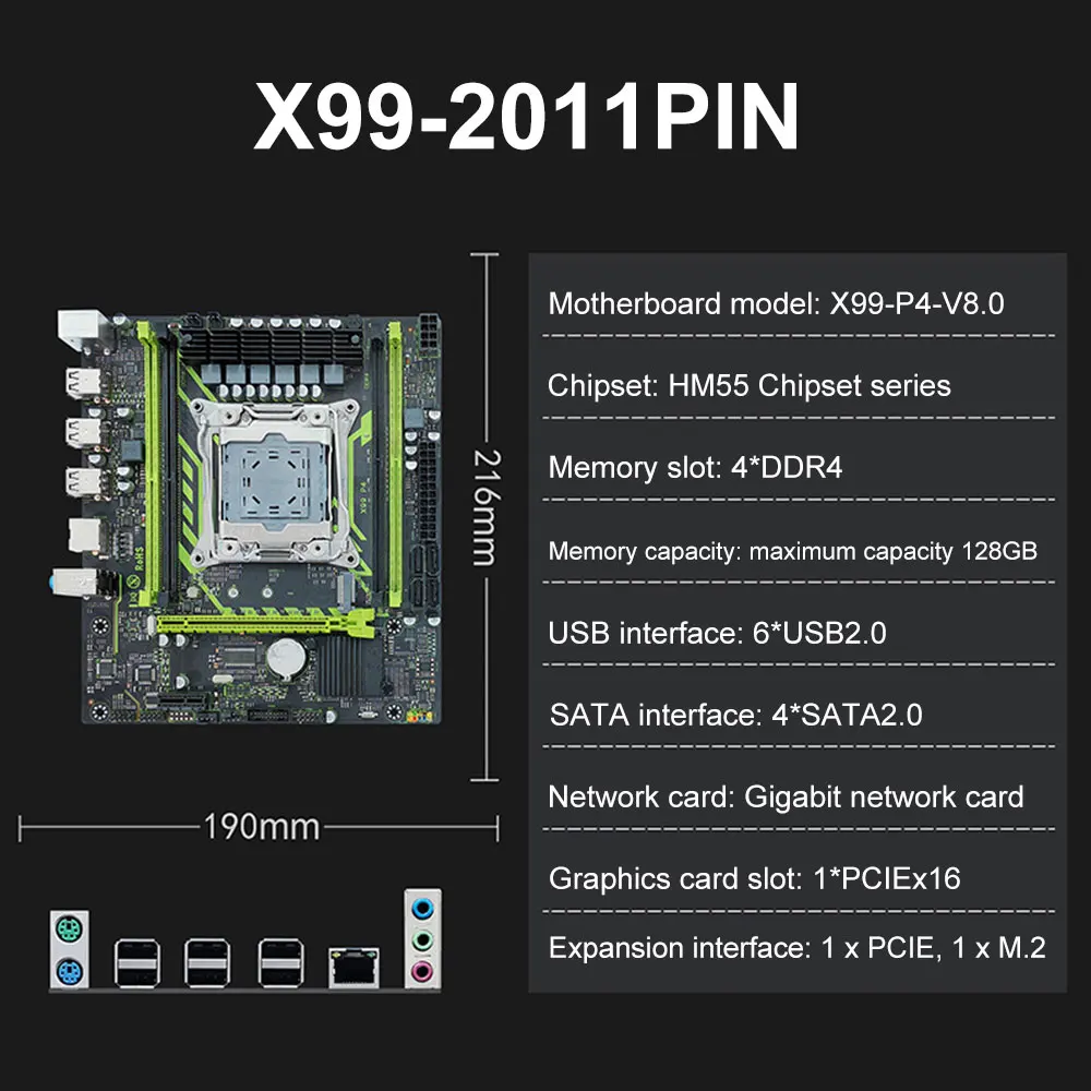 Placa base de ordenador X99 P4 para juegos, tarjeta gráfica NVME M.2 SATA para LGA 2011 3 E5 V3 V4 CPU PCIEx16 - imagen 5