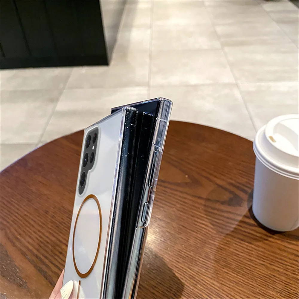 Funda de teléfono Magsafe de lujo para Samsung S25, funda de carga inalámbrica Ultra transparente para Samsung S25 Plus S24 Ultra S24 FE - imagen 5