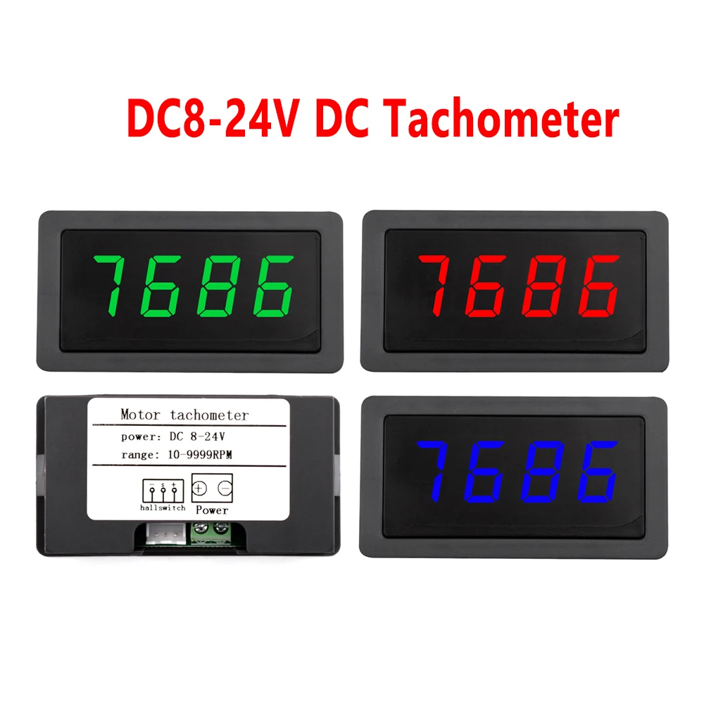 Tacómetro Digital de 4 velocidades, medidor de velocidad de RPM LED rojo, verde y azul con Sensor magnético Hall, interruptor NPN para cinta transportadora de torno - imagen 2