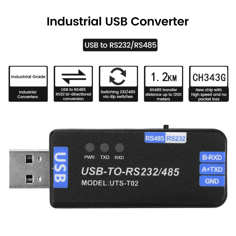 Módulo de comunicación USB a RS485/RS232 Módulo de comunicación convertidor serie medio dúplex bidireccional Chip CH343G