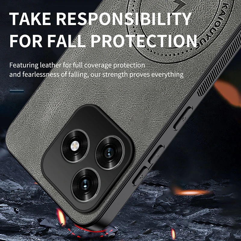 Para Honor X5C + funda para Magsafe piel de oveja de lujo Pu funda mate magnética para Honor X5 C X5Cplus parachoques anticaída - imagen 4