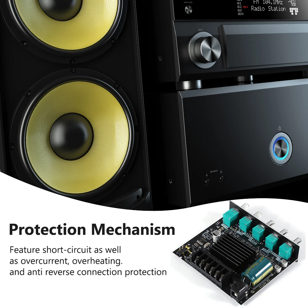 Módulo amplificador de potencia de Audio Compatible con Bluetooth, 2,1 canales, 50Wx2 + 100W, placa amplificadora para altavoces DIY, cine en casa - imagen 5