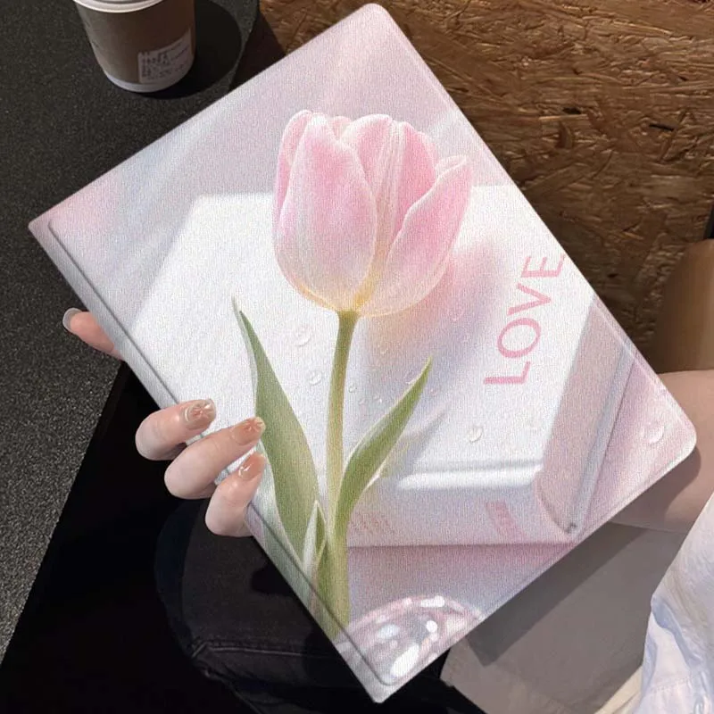 Rosa tulipán libro amor para Samsung Galaxy Tab S11 S10 S9 S8 S7 S6 A10.1 A9 A8 A7 10,1 Lite FE Plus pulgadas funda para tableta - imagen 3