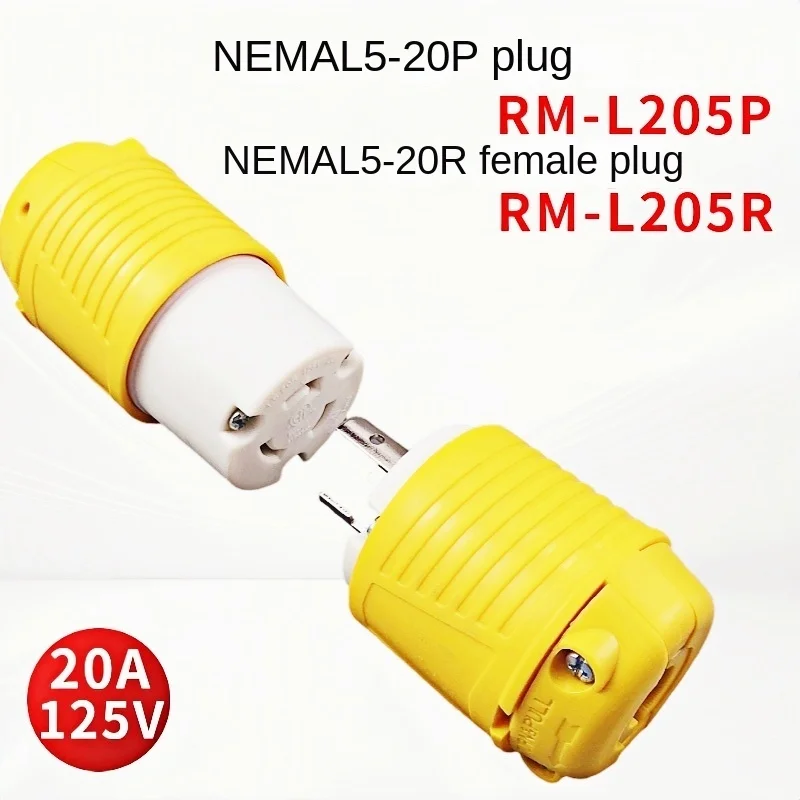 Juego de enchufes de repuesto elencados ETL, extremos de cable de extensión, bloqueo NEMA L5-20P 20A 125V, conector NEMA L5-20R, 1 Uds. - imagen 5