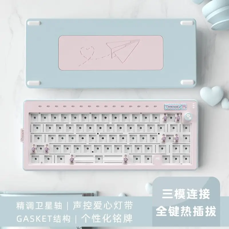 Reccazr Paper Plane 66 Teclado mecánico inalámbrico CNC de aluminio Teclado para juegos de 3 modos Junta de intercambio en caliente Accesorios para jugadores personalizados - imagen 3