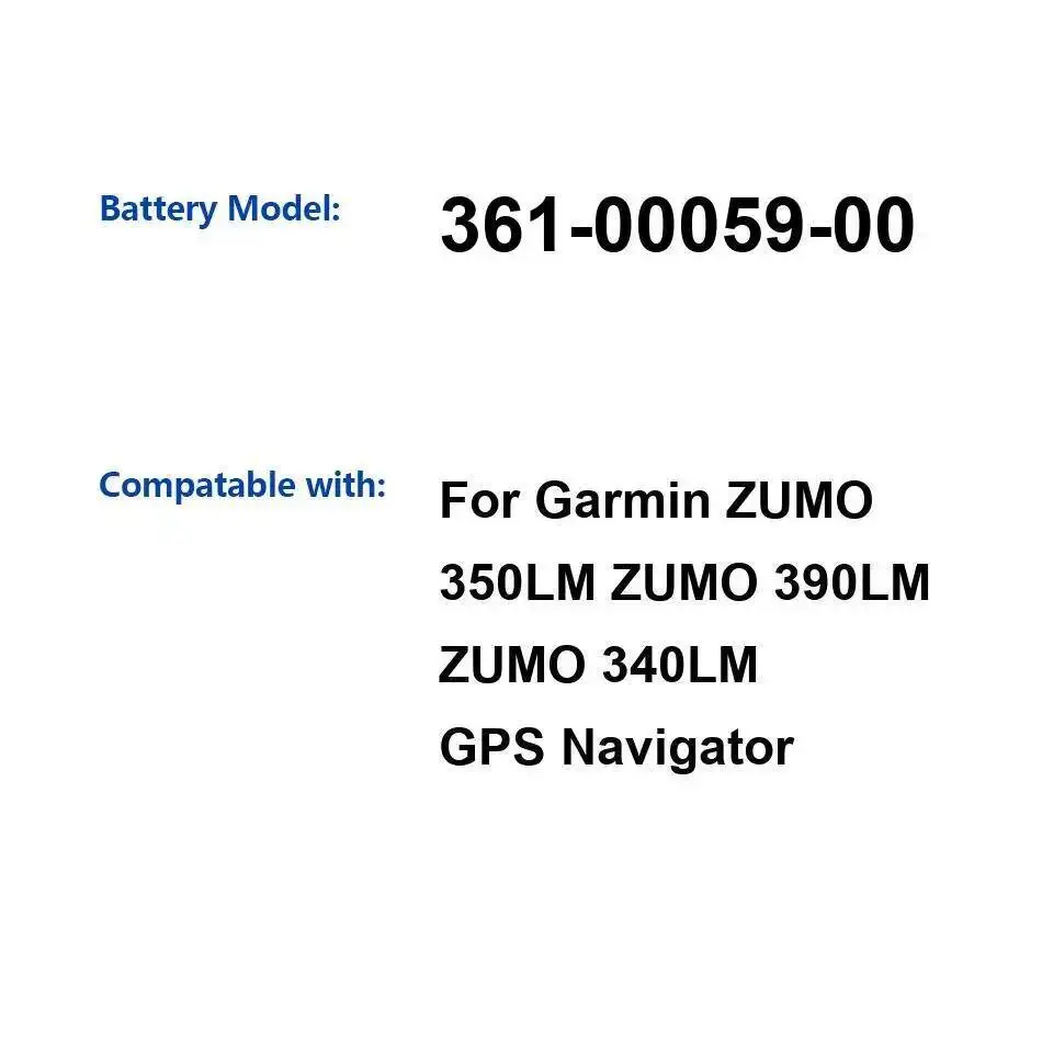 Batería de navegador Gps para motocicleta 361-00059-00 1800Mah para Garmin Zumo 350LM 390LM 340LM