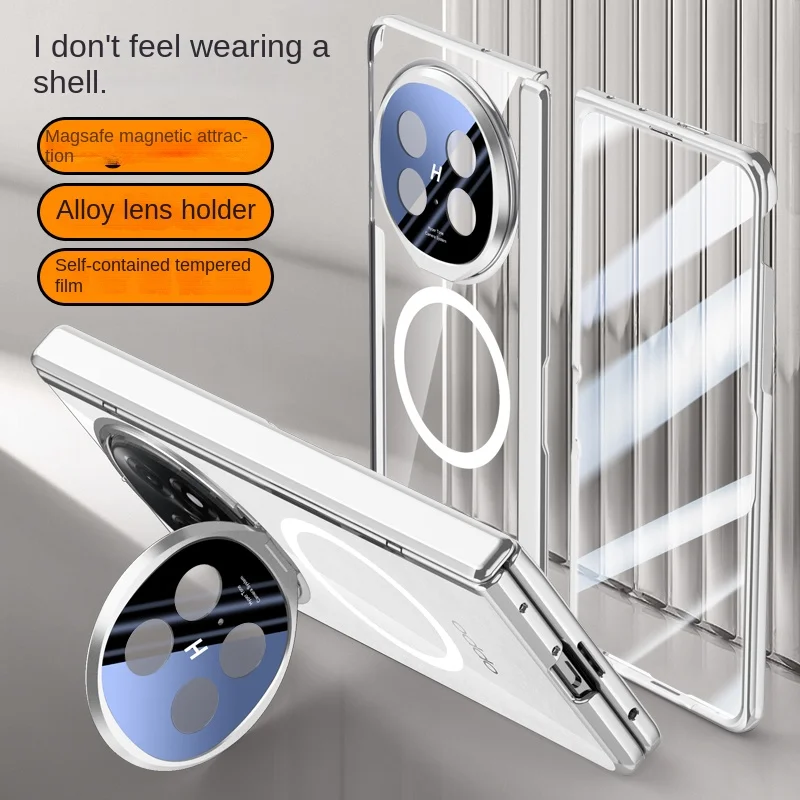 Para OPPO Find N5 funda de lujo chapada Magsafe soporte magnético funda protectora trasera para Find N5 carcasa de soporte con bisagras de resorte