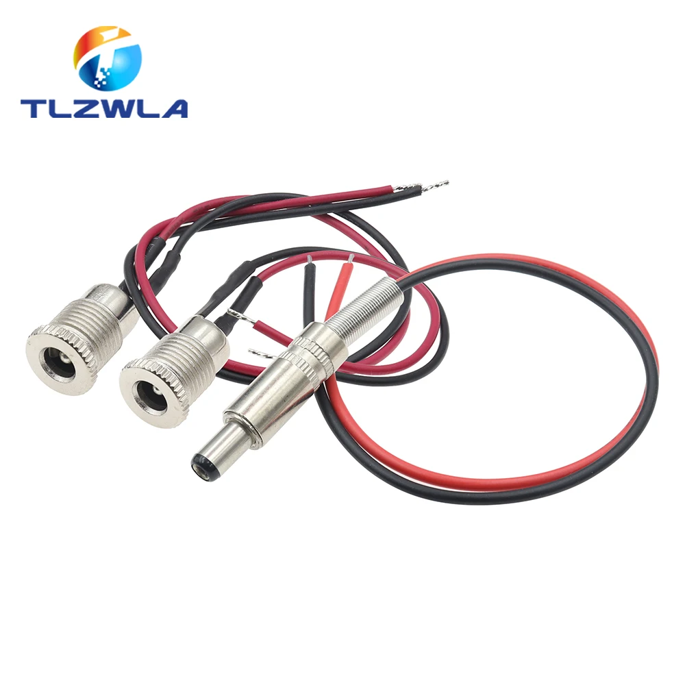 1 Uds DC099 5,5x2,1mm 5,5x2,5mm toma de corriente CC adaptador de conector hembra roscado con cables de 20AWG DC-099 10CM 20CM - imagen 2