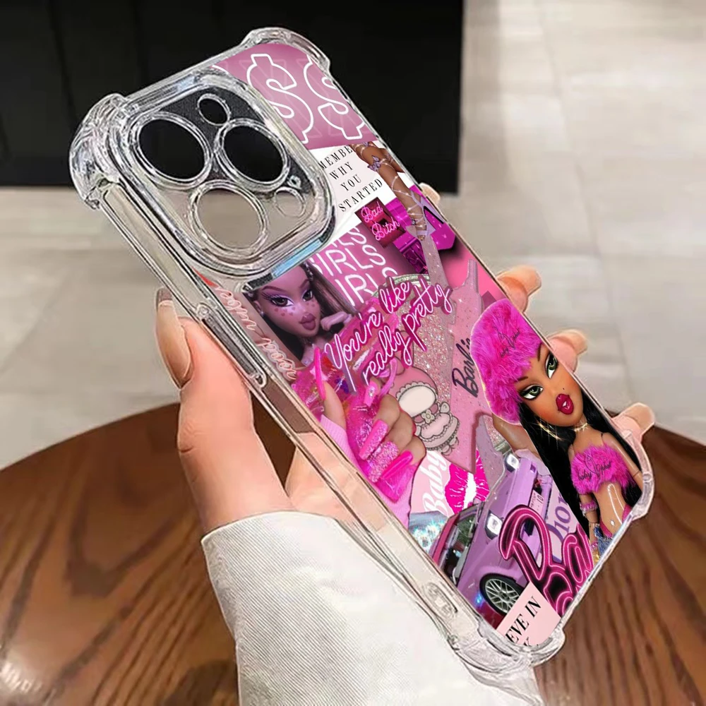 Funda de teléfono Bratzs de muñeca encantadora a la moda para Xiaomi Redmi 14C 13C 12C K50 K40 Note 13 12 11 10 9S 4G 5G cubierta trasera transparente anticaída - imagen 5