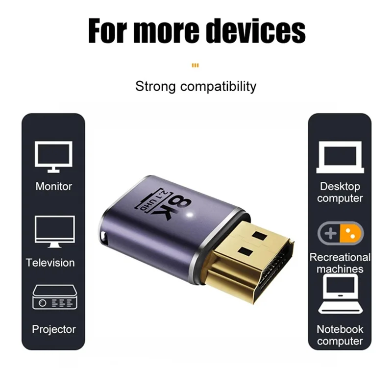 Adaptador convertidor macho a hembra para ordenador de escritorio, convertidor de 8K, 60Hz, 48Gbps, compatible con 4K, 120Hz, codo/recto para proyector - imagen 4