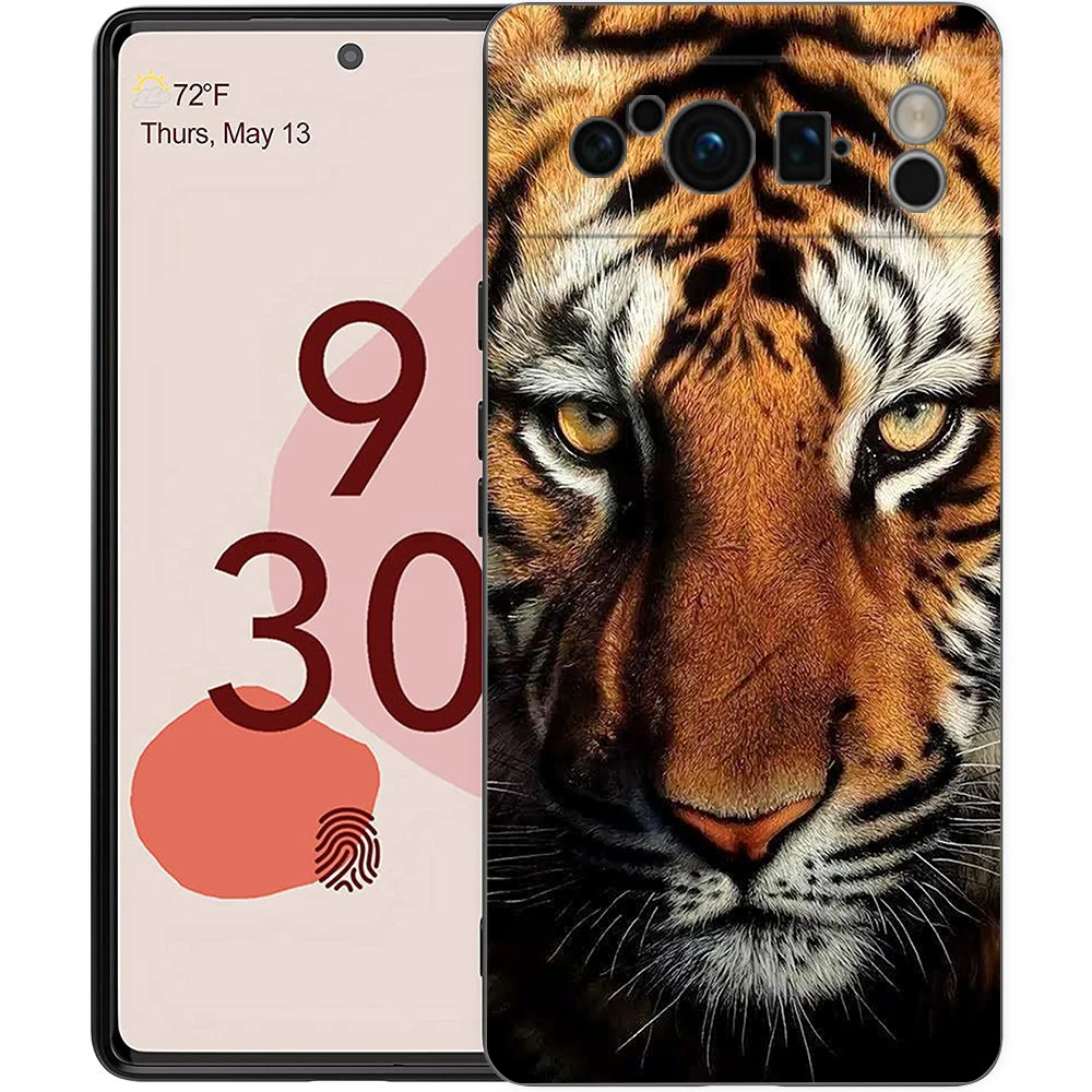 Funda de teléfono Tigre Lobo León Animal para Google Pixel 9 8 7 6 Pro XL 8A 7A 6A TPU carcasa suave a prueba de golpes cubierta negra - imagen 3