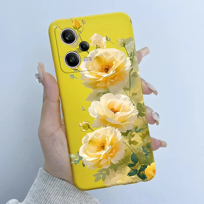 Para Redmi Note 12 Pro Plus 5G funda de teléfono diseño de niña de las flores carcasa trasera de silicona suave TPU para Redmi Note12 Pro 12Pro + 5G - imagen 3