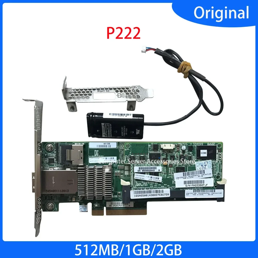 Original 633537 -001 Servidor 512M 1G 2G Módulo de caché FBWC + Batería Smart Array P222 512MB 1GB 2GB PCI-E SAS Tarjeta controladora RAID