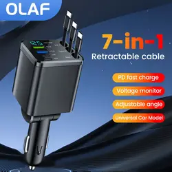 Cargador coche retráctil multiport USB-C a iPhone y Samsung