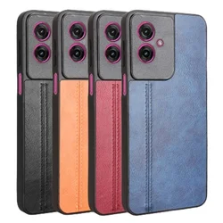 Funda Motorola Moto G35/G55/G85 5G con textura de cuero y tela cosida