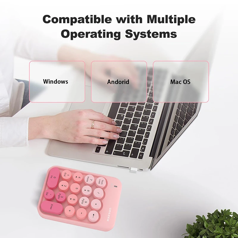 Teclado numérico inalámbrico USB portátil 2,4G, 18 teclas, teclas redondas Retro, Mini teclado numérico bonito para Window7/8/10 - imagen 3