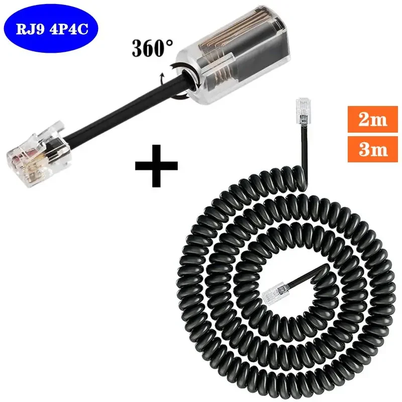 Dispositivo bobinado de cable telefónico, dispositivo bobinado de cable de mango RJ9 4P4C con bobina de cable de resorte RJ9, cable receptor de teléfono