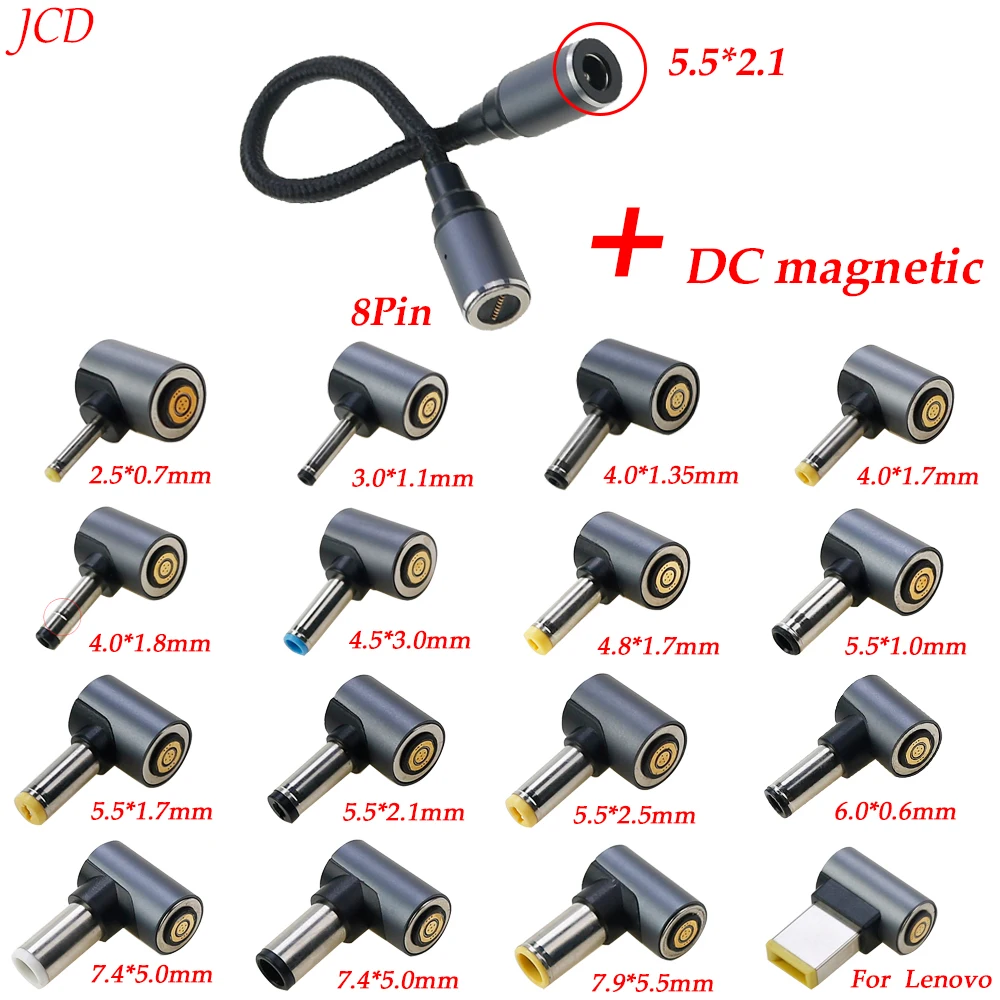 Adaptador de corriente para portátil, convertidor de 8P a 8P magnético, de 5,5x2,1mm, para Lenovo, Asus, Dell, Hp, 1 Juego - imagen 2