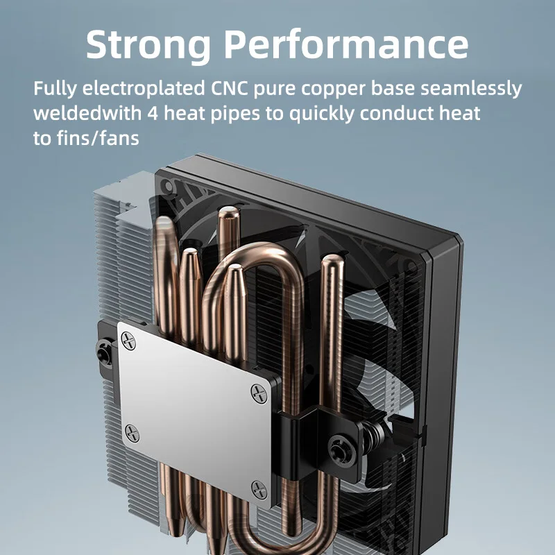 ID-COOLING 53mm ITX enfriador de CPU de perfil bajo 4 tubos de calor radiador de refrigeración de aire para Intel LGA 1851/1700/1200/115X AMD AM4/AM5 - imagen 2