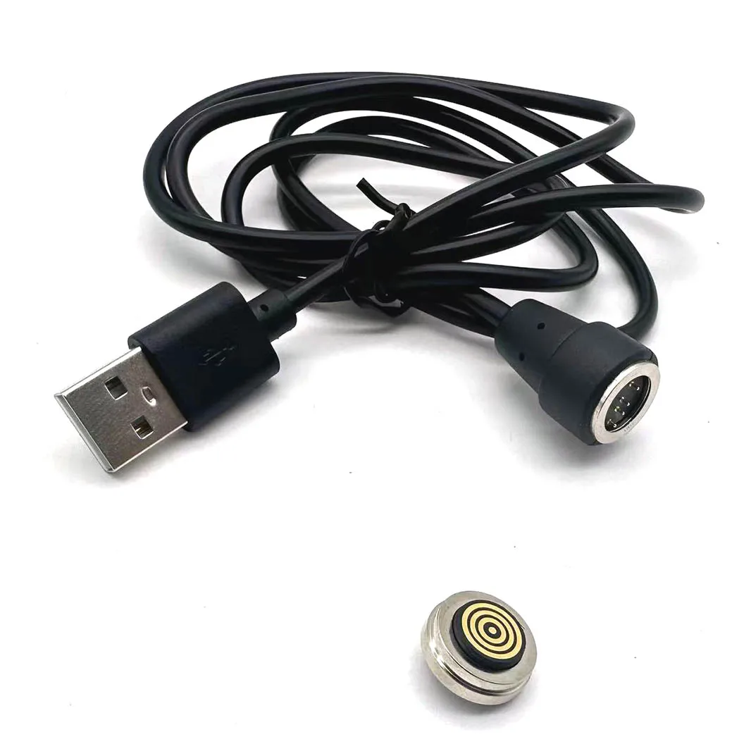 1 juego de cable USB de 4 pines, gran corriente, resistente al agua, con resorte, macho y hembra 360 °   Cargador de conector Pogo Pin magnético CC de succión ciega - imagen 2