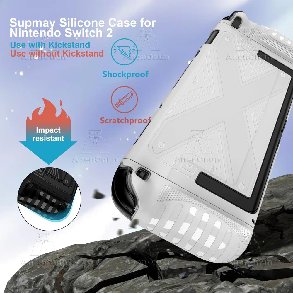 Switch 2 TPU+PC Funda dividida Protección integral A prueba de golpes Antiarañazos Durable Carcasa suave Agarre antideslizante Cubierta completa Piel - Blanco - imagen 5