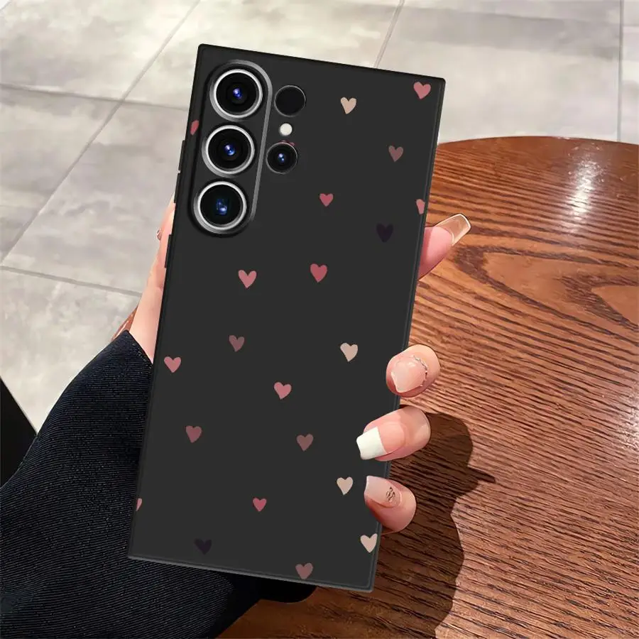 Funda de teléfono suave negra para Samsung Galaxy S20 S25 Edge S23 Ultra S24 Plus S21 FE corazones coloridos - imagen 2