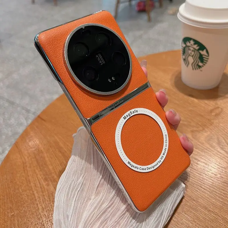 Para Xiaomi Mi 14 Ultra funda de cuero PU de lujo con funda trasera protectora magnética para Xiaomi Mi14 Pro Ultra carcasa de teléfono