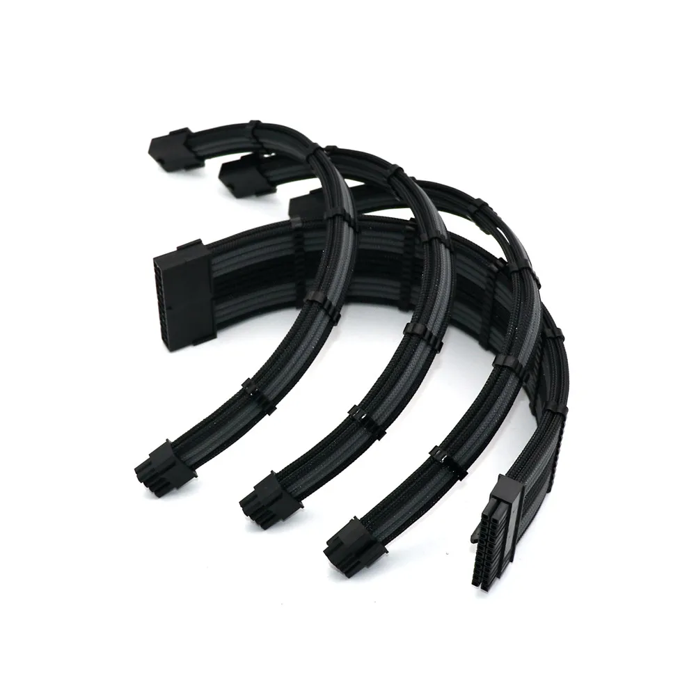 Angitu-Kit de cables de extensión PSU curvada, 1x24Pin, 1xcpu/AT 8Pin(4 + 4P), 2xgpu 8(6 + 2)Pin PCIE 180 grados, curva interior 20cm 30cm - imagen 4