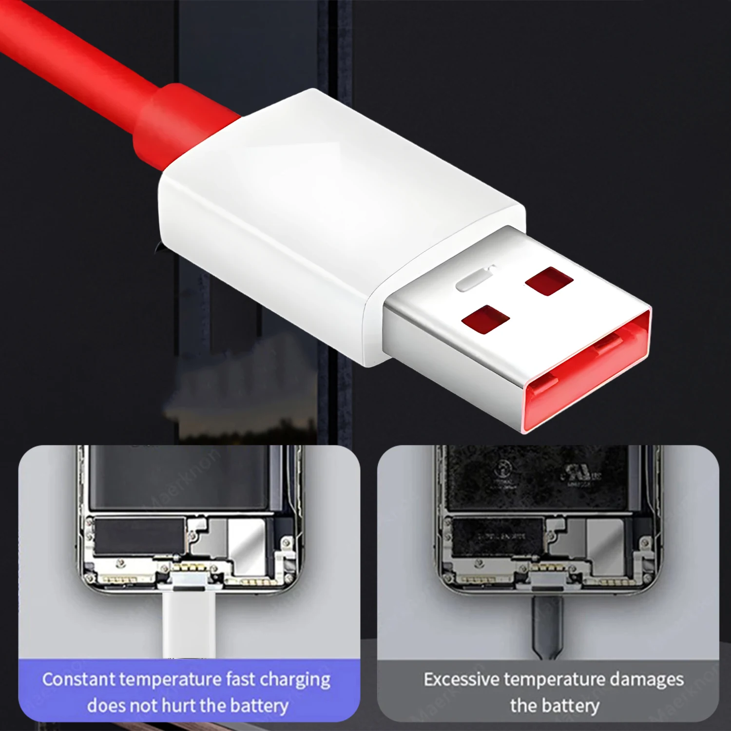 Cable de carga rápida USB A a tipo C de 100W, Cable de transferencia de datos para OnePlus 10R/11R/12R, Cable de carga rápida USB-C universal - imagen 5