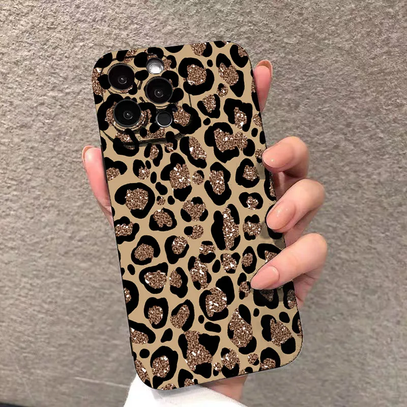 Para iPhone 17 16 15 14 13 12 11 Pro Max Funda de silicona con estampado de leopardo para iPhone XS Max XR X 7 8 Plus 16e 17 Air Funda suave