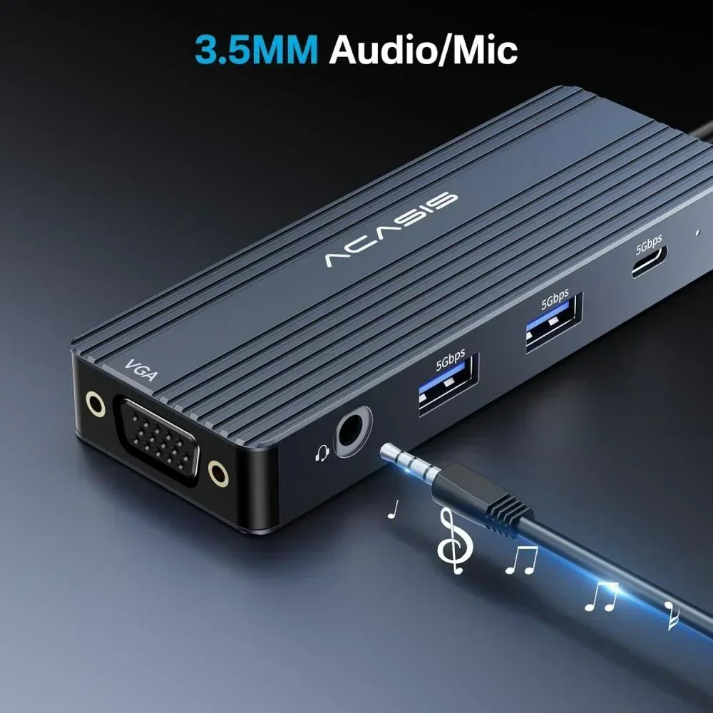 Acasis 8 en 1 USB-C Hub estación de acoplamiento 8 puertos tipo C HUB USB 3,0 HDMI 4K 60Hz PD 100W para concentrador de ordenador portátil transferencia de datos de alta velocidad - imagen 3