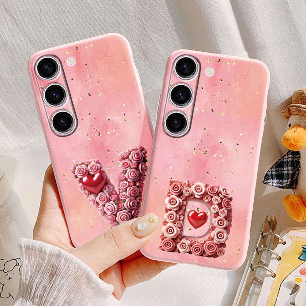 Funda de teléfono con forma de corazón, amor, Día de San Valentín, para Samsung Galaxy S25 Plus S25 FE S25 Ultra, funda protectora con letras artísticas rosas para mujer - imagen 3