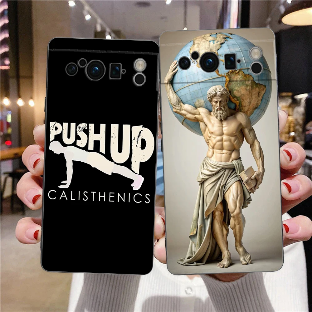 Funda de teléfono para gimnasio, Fitness, culturismo, para Google Pixel 9 8 7 6 Pro XL 8A 6A 7A 5G, funda negra de TPU suave a prueba de golpes - imagen 2