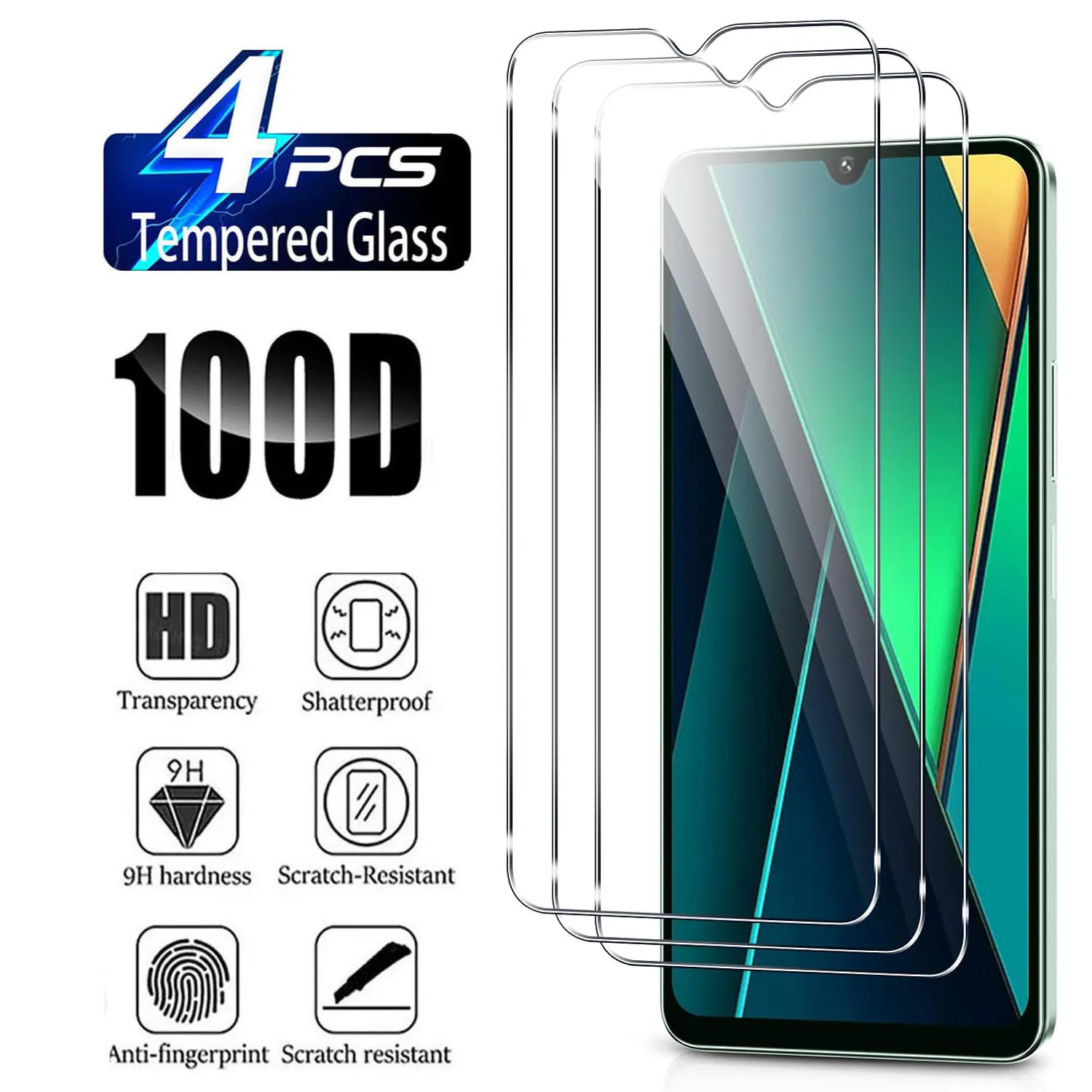 Protector de pantalla HD de vidrio templado 9H de 2/4 piezas para Xiaomi POCO C75 - Película transparente antiarañazos a prueba de golpes - imagen 2