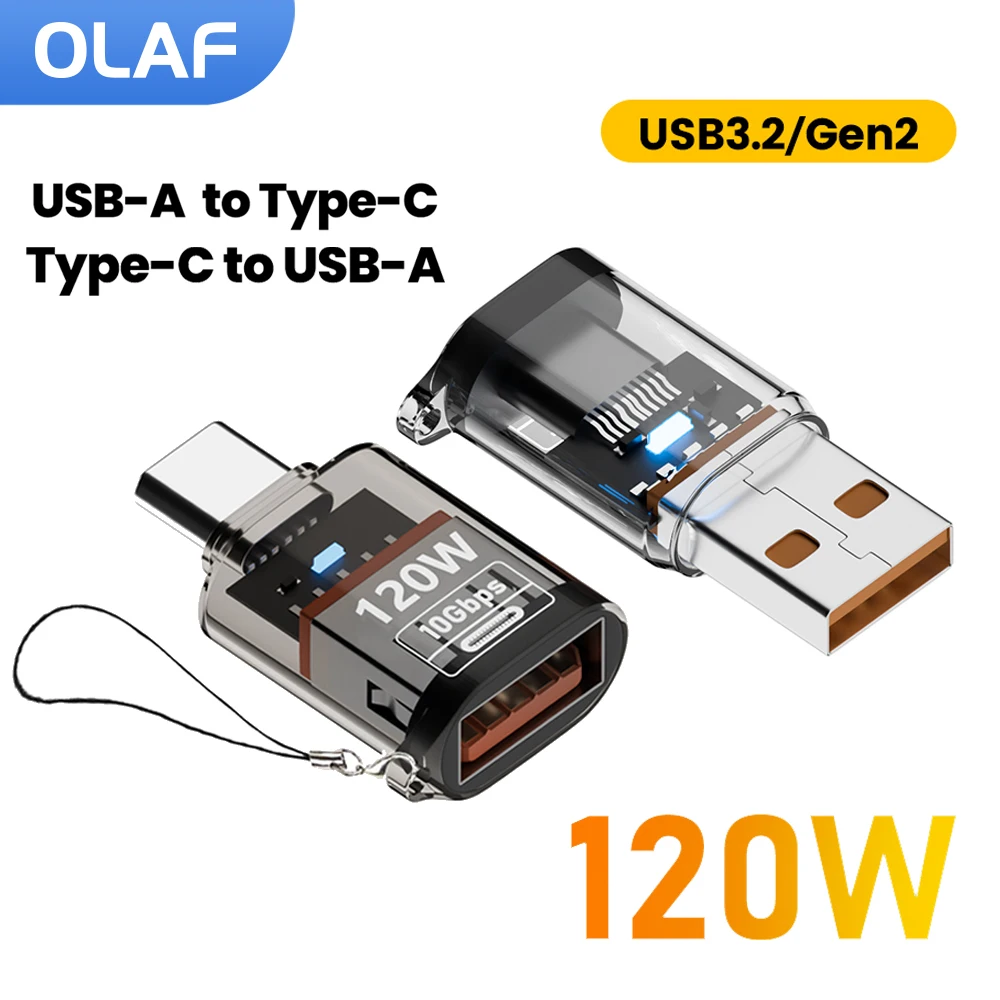 Adaptador OTG USB3.2 de 120W, convertidor USB macho a hembra tipo C, conector de transferencia de datos de 10Gbps para iphone 15 16 - imagen 2