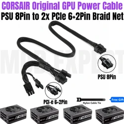 CORSAIR-Cable de alimentación GPU para PSU de alimentación Modular, Original, HX1200, HX1000, HX850, HX750, PLATINUM, PCIe, 2x8 pines, 6 + 2 pines